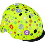 Шлем защитный детский GLOBBER, Цветы зеленый, с фонариком, 48-53см (XS/S)