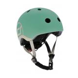 Шлем защитный детский Scoot and Ride, серо-зеленый, с фонариком, 45-51см (XXS/XS)