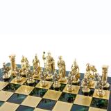 Шахматы "Manopoulos", "Греко-римские", латунь, деревянный футляр,цвет зеленый, размер 44х44 см, вес 7,4 кг.