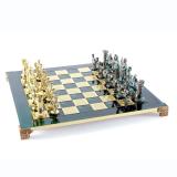 Шахматы "Manopoulos", "Греко-римские", латунь, деревянный футляр,цвет зеленый, размер 44х44 см, вес 7,4 кг.