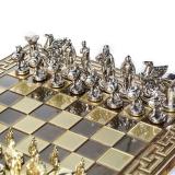 Шахматы "Manopoulos", "Спартанский Воин", латунь, деревянный футляр цвет коричневый, размер 28х28 см, вес 3,4 кг.