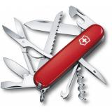 Средний швейцарский нож HUNTSMAN 91мм/4 слоя/15 функций/красные накладки/крюк/штопор/ножницы/пила (блистер) Victorinox Швейцария