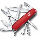 Средний швейцарский нож HUNTSMAN 91мм/4 слоя/15 функций/красные накладки/крюк/штопор/ножницы/пила (блистер) Victorinox Швейцария