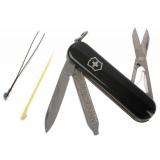 Компактный швейцарский нож-брелок CLASSIC SD 58мм/2 слоя/7 функций/черные накладки/ножницы (блистер) Victorinox Швейцария
