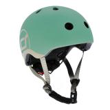 Шлем защитный детский Scoot and Ride, серо-зеленый, с фонариком, 51-55см (S/M)