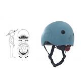 Шлем защитный детский Scoot and Ride, серо-синий, с фонариком, 51-55см (S/M)