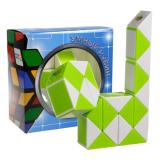 Головоломка Розумний кубик Змійка біло-зелена в коробці