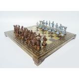 Шахматы Спартанский воин, латунь, в деревянном футляре, коричневые, 28х28см (S16BMBRO)