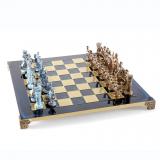 S11BBLU шахи "Manopoulos", "Греко-римські", латунь, у дерев'яному футлярі, сині, 44х44см, 7,4 кг