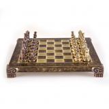 Шахматы Византийская империя, латунь, в деревянном футляре, коричневые 20х20см (S1CBRO)
