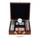 Покерный набор в деревянном кейсе на 100 фишек, номинал 1-50, 11,5 гр. (арт ZR6641)