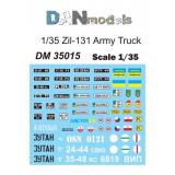 Декаль для военного грузовика ЗиЛ-131 бортовой (13 вариантов окраски) 1:35
