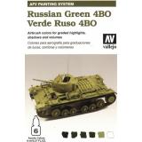 Набор красок "Цветовая модуляция бронетехники Росии, зеленый 4БО"
