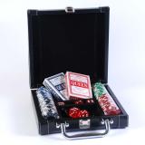 Покерный набор в черном кожаном кейсе на 100 фишек, без номинала, 4гр. (арт DL100)