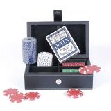 Покерный набор в черном кожаном кейсе на 80 фишек, без номинала, 4гр. (арт. PATF001)