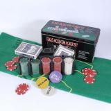 Покерный набор в оловянном кейсе на 200 фишек, номинал 1-50, 4гр. (арт TC04200D)